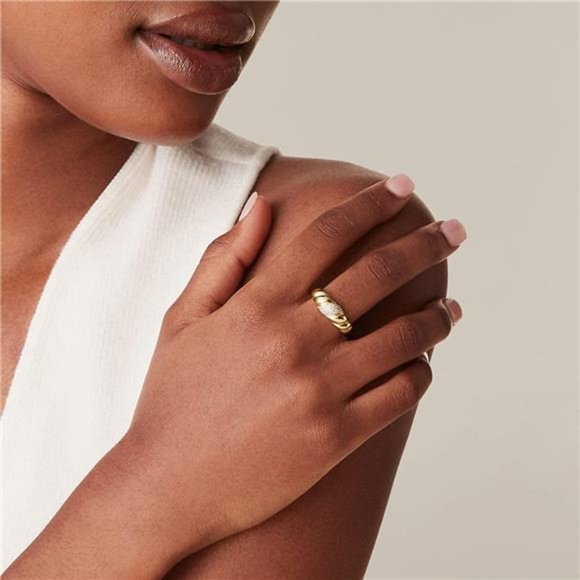 Twisted Gold Plated Dome Ring for Women - Picture 1 of 4
